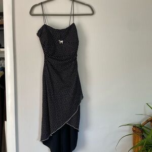Cute polka dot summer split dress with a bow